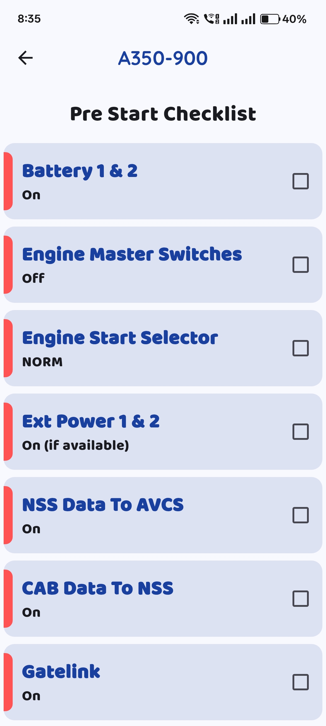 Flight Checklist App Screenshot