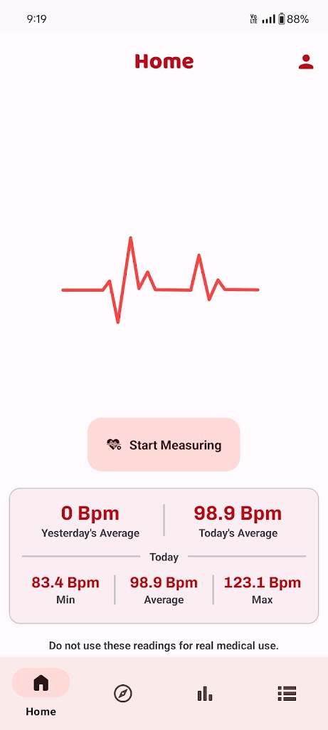 Hear rate monitor App Screenshot